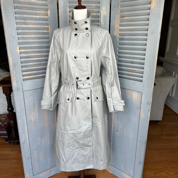 Isabel Marant Tatiana Belted Canvas Trench Coat With Vest Mushroom US 2-4 - Picture 3 of 17